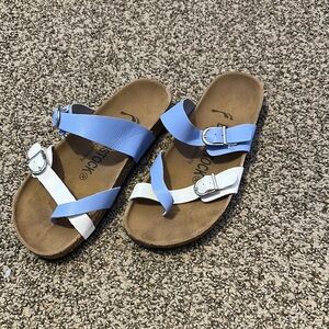 Birkenstock Light Blue and White Sandals